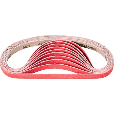 Pferd Coated Belt, Co-Cool, 1/2"x18", 80 Grit, 1/2" W, 18" L, Coated, Ceramic Oxide, 80 Grit 49539